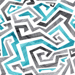 abstract blue curved lines seamless pattern