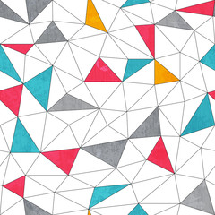 abstraktes Farbdreieck nahtloses Muster mit Grunge-Effekt