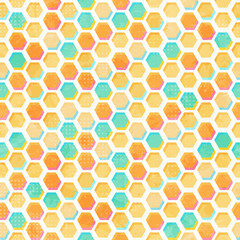 abstract honeycomb seamless pattern with grunge effect