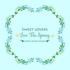 The love spring greeting card design, with elegant pattern of leaf frame. Vector