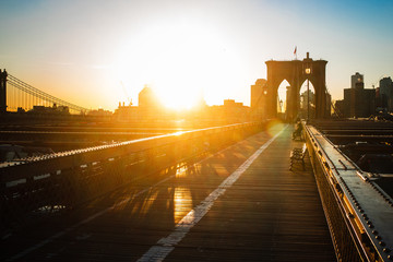 The Brooklyn Bridge sunrise, New York City, USA