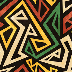african geometric seamless pattern with grunge effect - 321376012