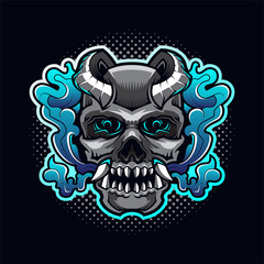 Skulll evil head mascot logo