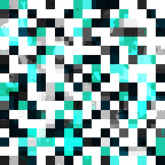 blue square seamless pattern with blob effect
