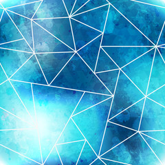blue triangle seamless pattern with grunge effect