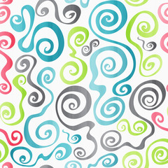 colored spirals seamless pattern