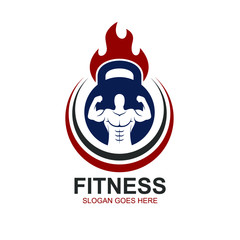 Body muscle fitness and gym logo design