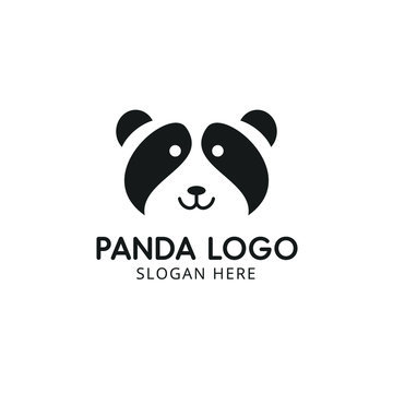 Panda bear silhouette Logo design vector