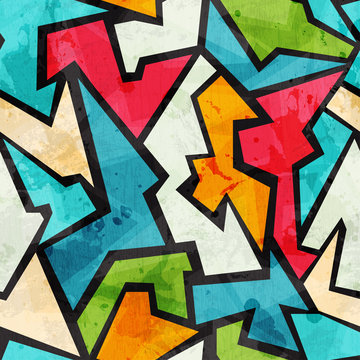 graffiti mosaic seamless pattern with grunge effect