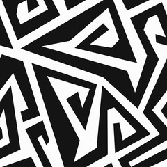monochrome labyrinth seamless pattern