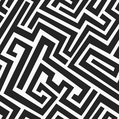 monochrome maze seamless pattern