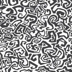 Cotton fabric monochrome tribal seamless pattern