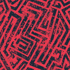 red industrial maze seamless pattern with grunge effect