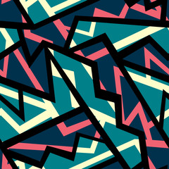 retro blue geometric seamless pattern