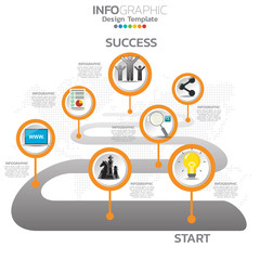 Vector infographics timeline design template with icons and text label.