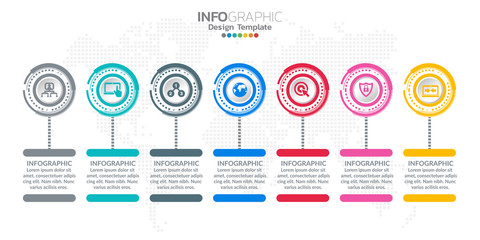 Vector infographics timeline design template with icons and text label.
