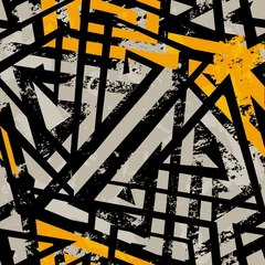 Fototapete Graffiti urbanes geometrisches nahtloses Muster mit Grunge-Effekt