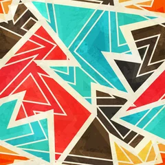Zelfklevend Fotobehang youth geometric seamless pattern with grunge effect © gudinny