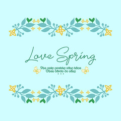 Fototapeta na wymiar The love spring card template concept, with beautiful of leaf and wreath frame. Vector