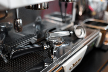 coffee tamper on coffee machine