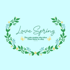 Unique pattern of leaf and flower frame, for cute love spring greeting card wallpaper decor. Vector