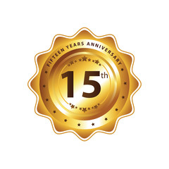 15th Years Anniversary" - Retro Golden badge