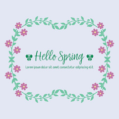 Simple Shape of happy spring invitation card, with elegant leaf and flower frame. Vector