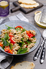 Brown pasta with vegetables