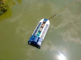 car on a white Top down photo of the rubbish extractor boat at Klang River. One of two unit...