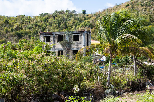 Remains of a building after Hurricane Irma struck Tortola, BVI. Ruins are left all over the island.