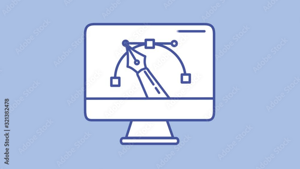 Poster computer pen tool line icon on the alpha channel