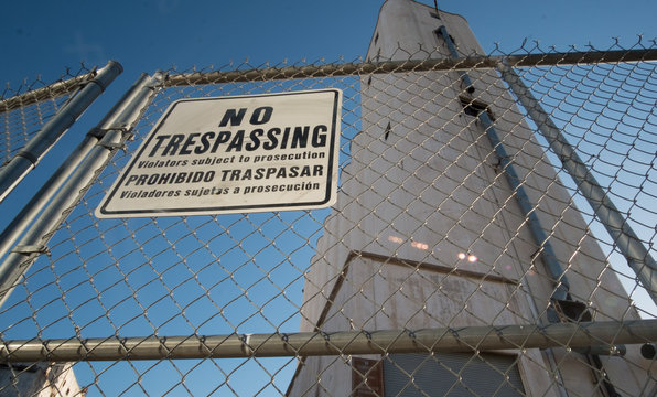 No trespassing sign to keep people out from the mill and cause mischief.
