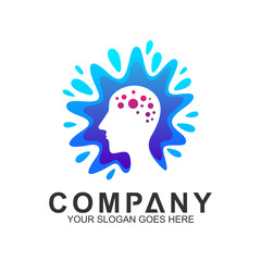 people head logo with water splash,brain logo