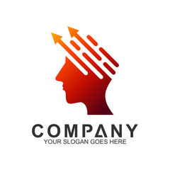 Fototapeta premium people head logo with arrows shape