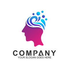 people head logo,brain logo, water drop icon
