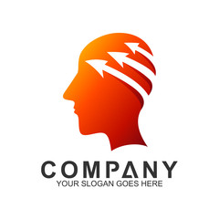 people head logo with arrows shape