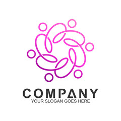People Care Logo In Continuous Line Style,Friendship Logo,World Unity,Family Connection,Foundation Kids,People Sport,Gym And Fitness,Human Community Icon