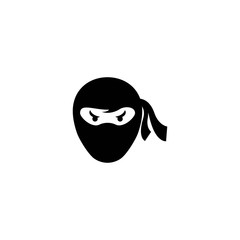 Ninja warrior icon. Simple black ninja head logo illustration