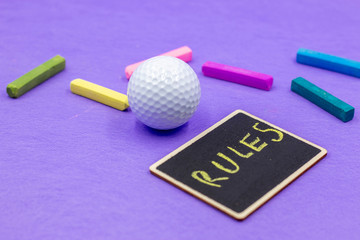 Golf with crayon on purple background for golf school and golf class academy