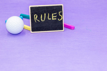 Golf with crayon on purple background for golf school and golf class academy