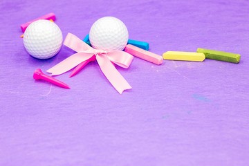 Golf with crayon on purple background for golf school and golf class academy