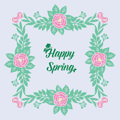 Elegant Shape of happy spring invitation card, with cute leaf and flower frame. Vector