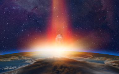 Attack of the asteroid (meteor) on the Earth 