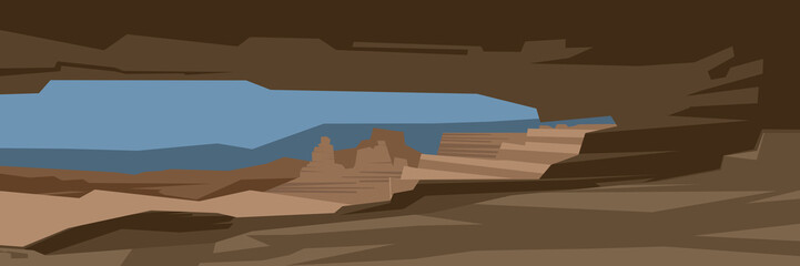 Grand canyon desert landscape vector panorama.