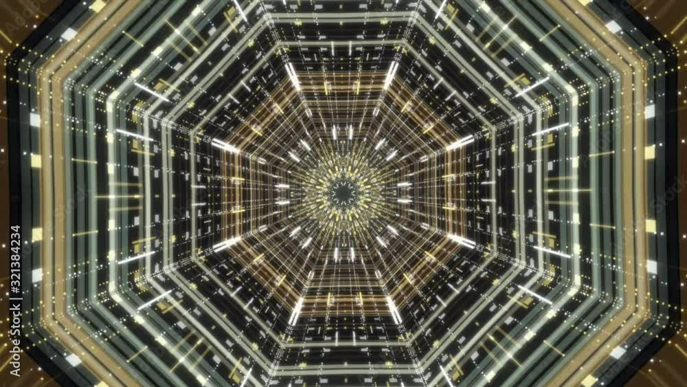 Poster moving forward inside fluorescent neon glowing light lines. animation. beautiful futuristic abstract
