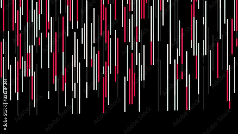 Aufkleber abstract animation of multicolored neon lines floating down on the black background. animation. glow