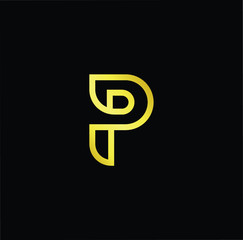 Outstanding professional elegant trendy awesome artistic black and gold color P PP initial based Alphabet icon logo.