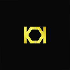 Outstanding professional elegant trendy awesome artistic black and gold color K KK initial based Alphabet icon logo.
