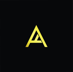Outstanding professional elegant trendy awesome artistic black and gold color A AA initial based Alphabet icon logo.