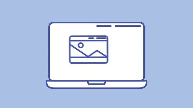 Laptop for Artist line icon on the Alpha Channel
